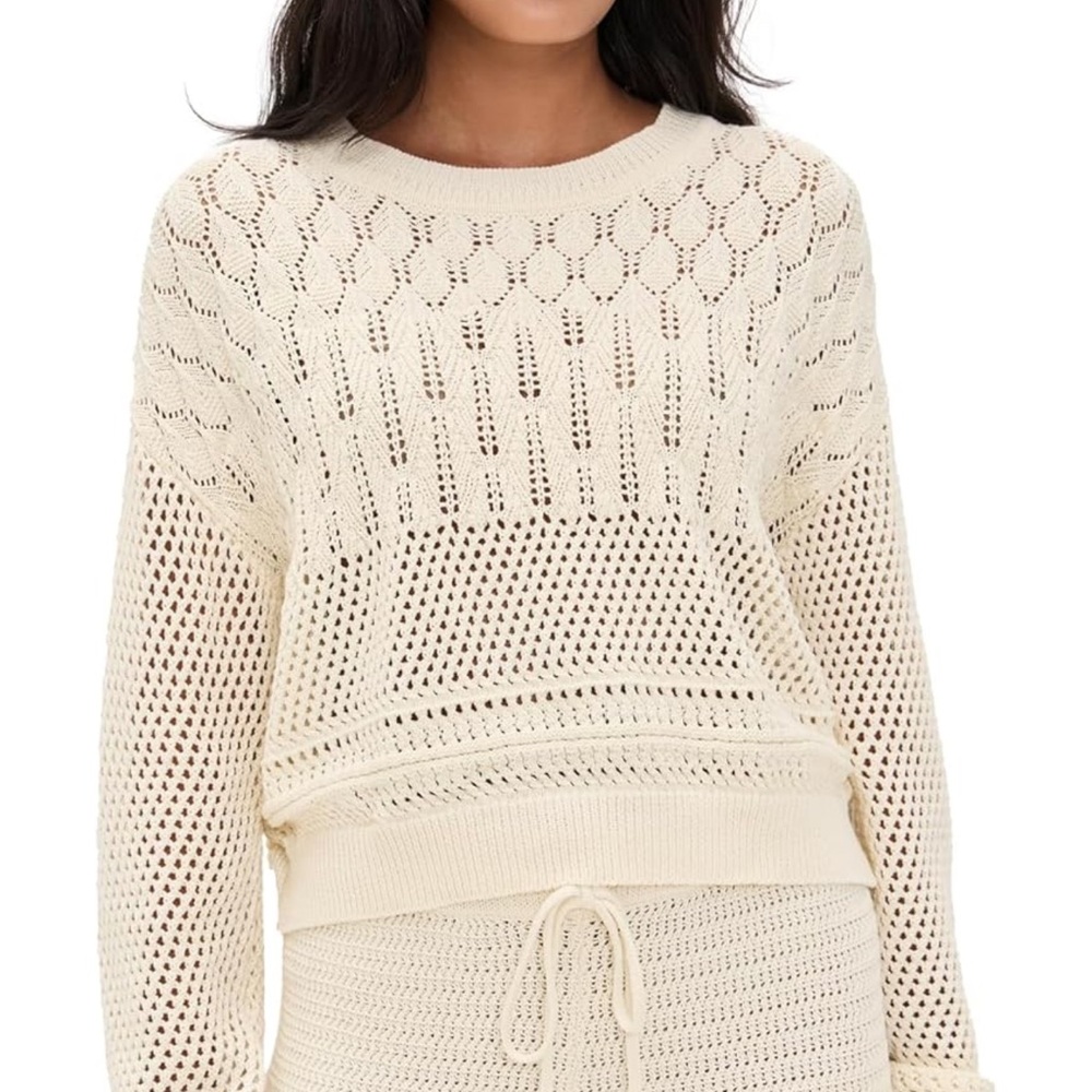 Z Supply Rue crochet Cream Knit Women's Sweater